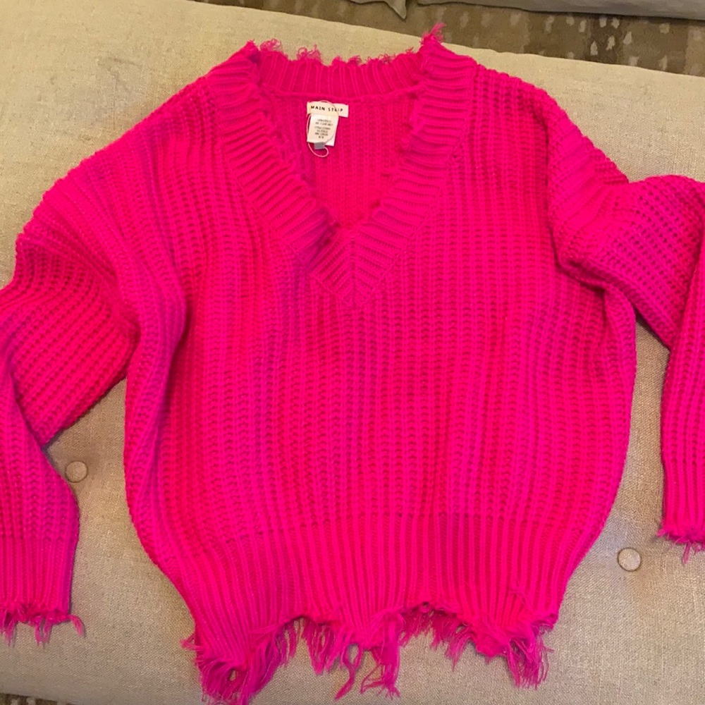 Main strip hot pink sweater